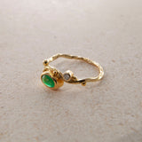 Seafire 18K & 22K Gold Ring w. Emerald & Diamond
