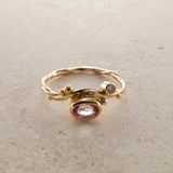 Seafire 18K & 22K Gold Ring w. Pink Sapphire & Diamond