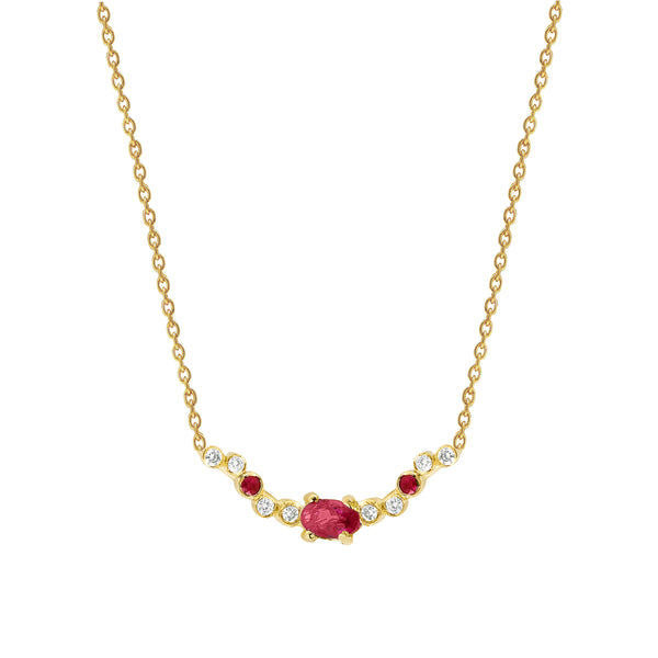 Seraphina Wing 18K Gold Necklace w. Rubies & Diamonds