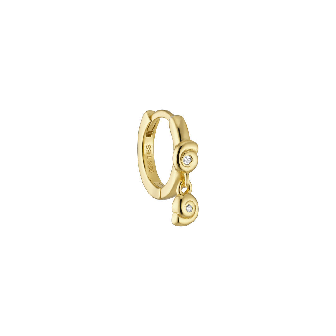 Shelly Small 18K Forgyldt Huggie m. Zirkoner