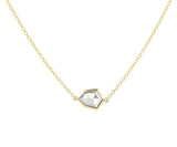 Shield 14K Gold Necklace w. Topaz