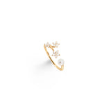 Shooting Stars 18K Gold Ring w. Diamonds & Pearl