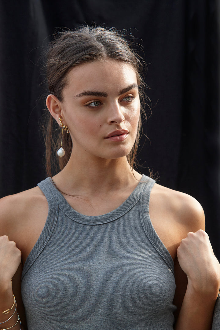 Seafire 18K Guld Øreringe m. Diamanter & Perler