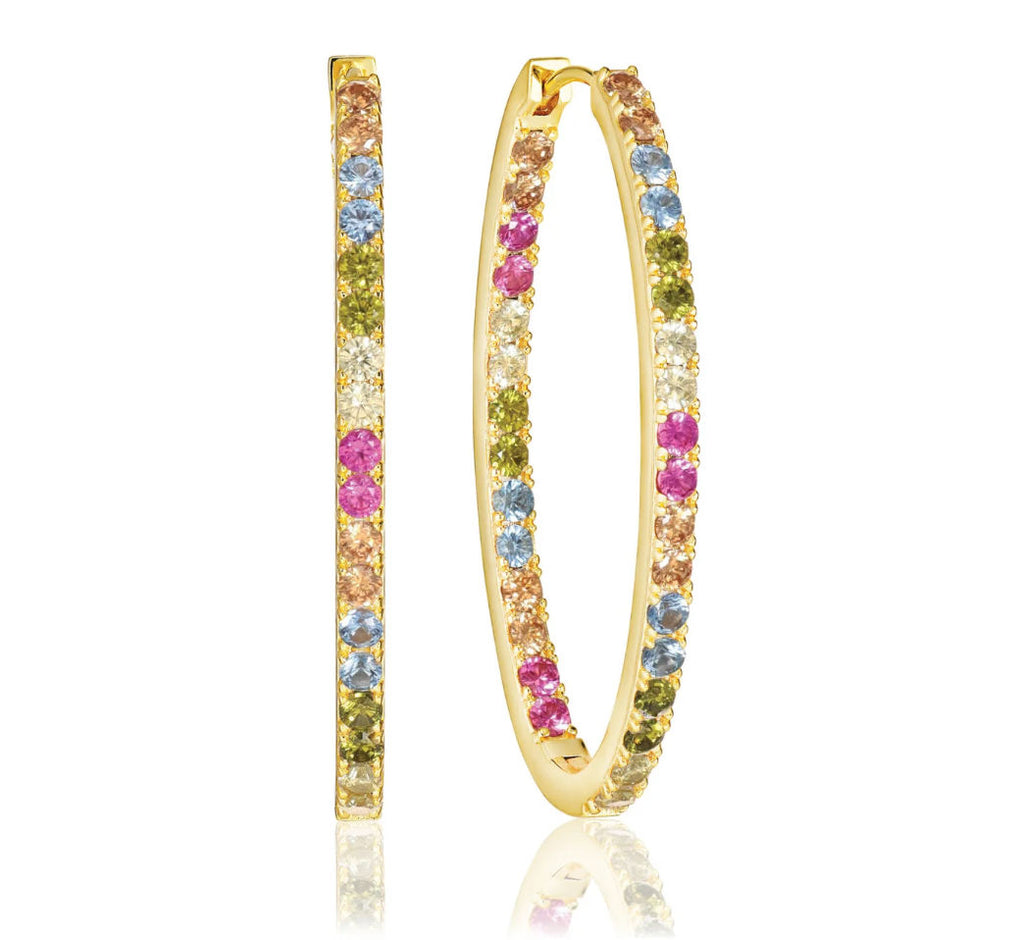 Ellisse Medio 18K vergoldete Hoops m. farbigem Zirkon