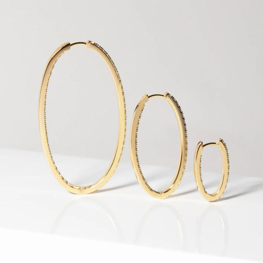 Ellisse Grande 18K vergoldete Hoops m. farbigem Zirkon