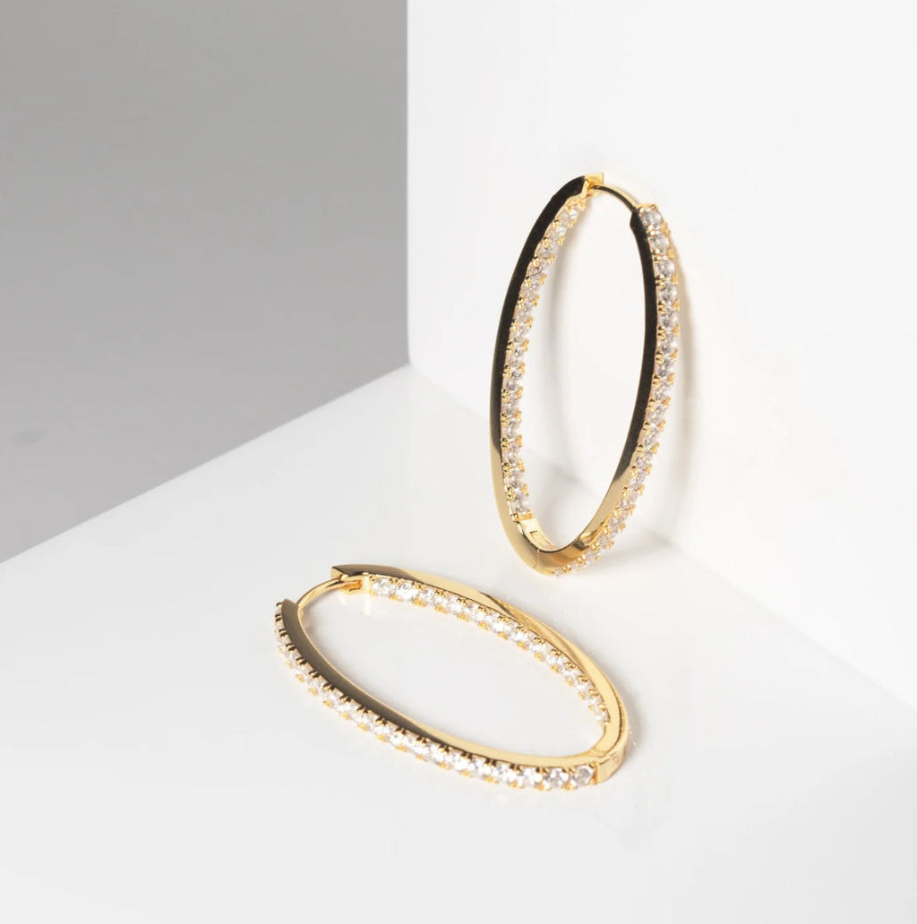 Ellisse Medio 18K Forgyldte Hoops m. Zirkoner