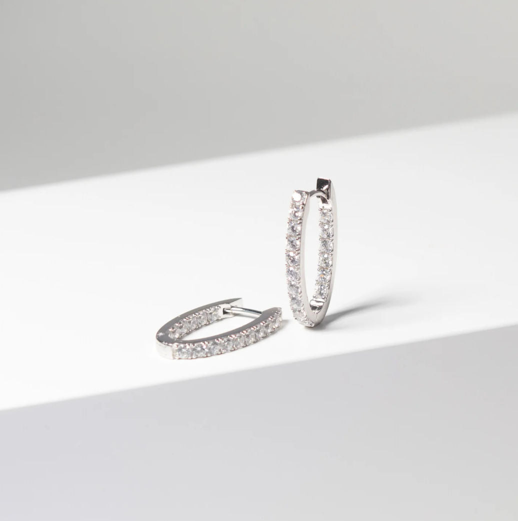 Ellisse Piccolo Silver Hoops w. Zirconias
