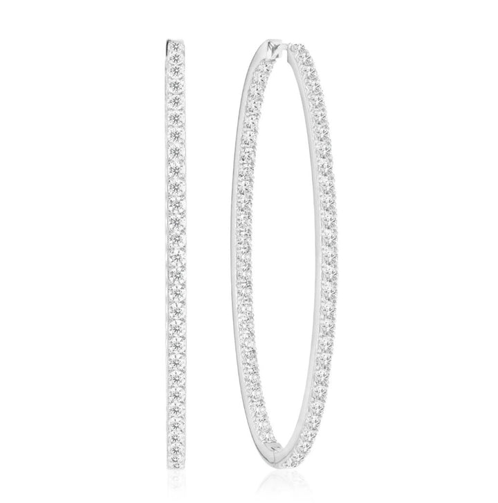 Ellisse Grande Silver Hoops w. Zirconias