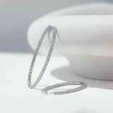 Ellisse Grande Silver Hoops w. Zirconias