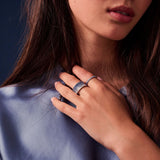 Felline Concavo Silver Ring w. Blue Zirconias