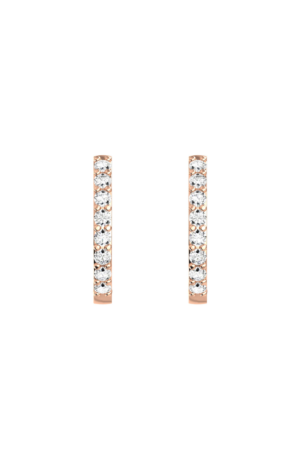 Small Line 18K Rose Gold Hoop w. Lab-Grown Diamonds