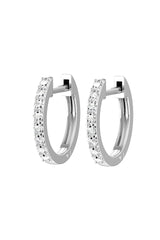 Small Line 18K Hvidguld Hoop m. Lab-Grown Diamanter