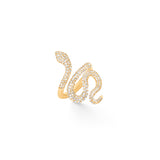 Medium Snakes Pavé 18K Gold Ring w. Diamonds