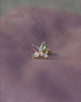 Sparkling Butterfly 14K Gold Earring w. Diamonds & Sapphires