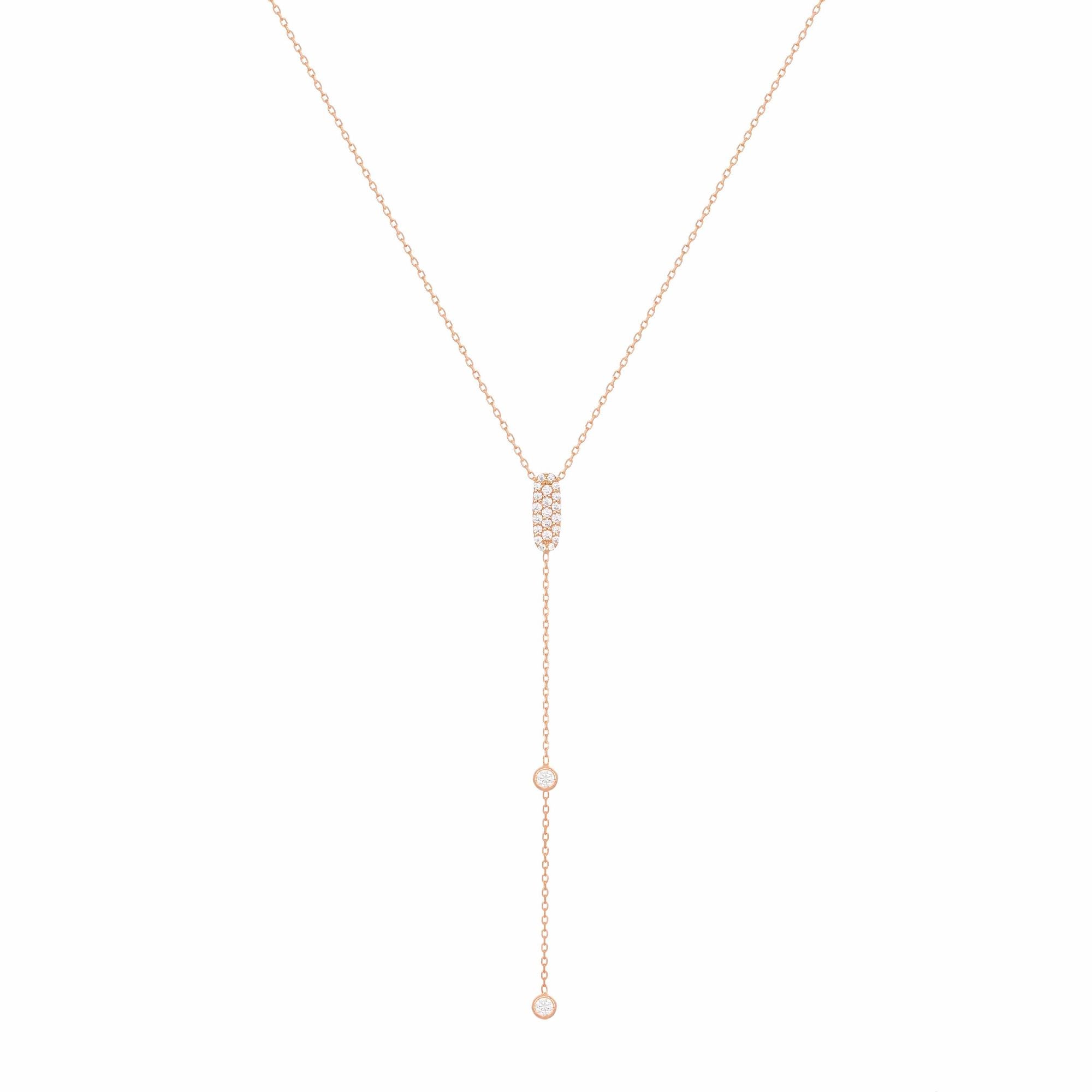 Glitrende glitrende lariat 18k rose Guld Halskæde m. Diamanter