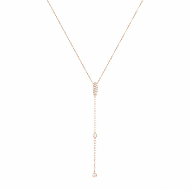 Glitrende glitrende lariat 18k rose Guld Halskæde m. Diamanter