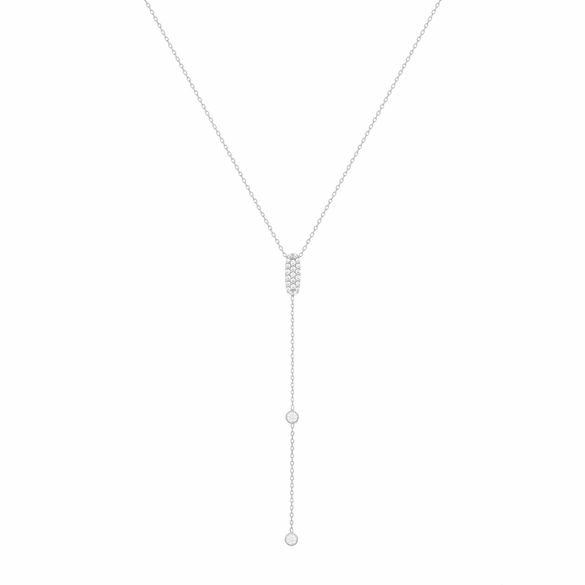 Funkle funkelnde Lariat 18k Weißgold Halskette w. Diamanten