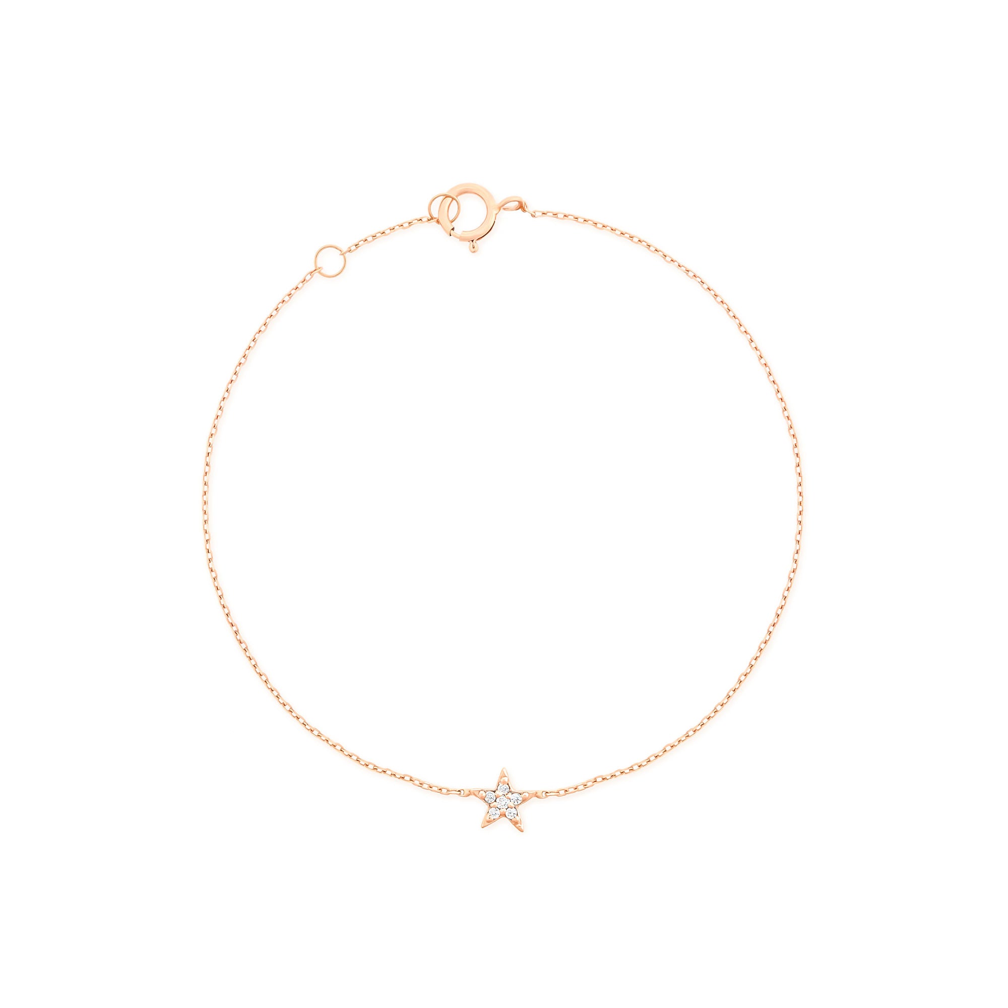 Star 18K Rose Gold Bracelet w. Diamonds