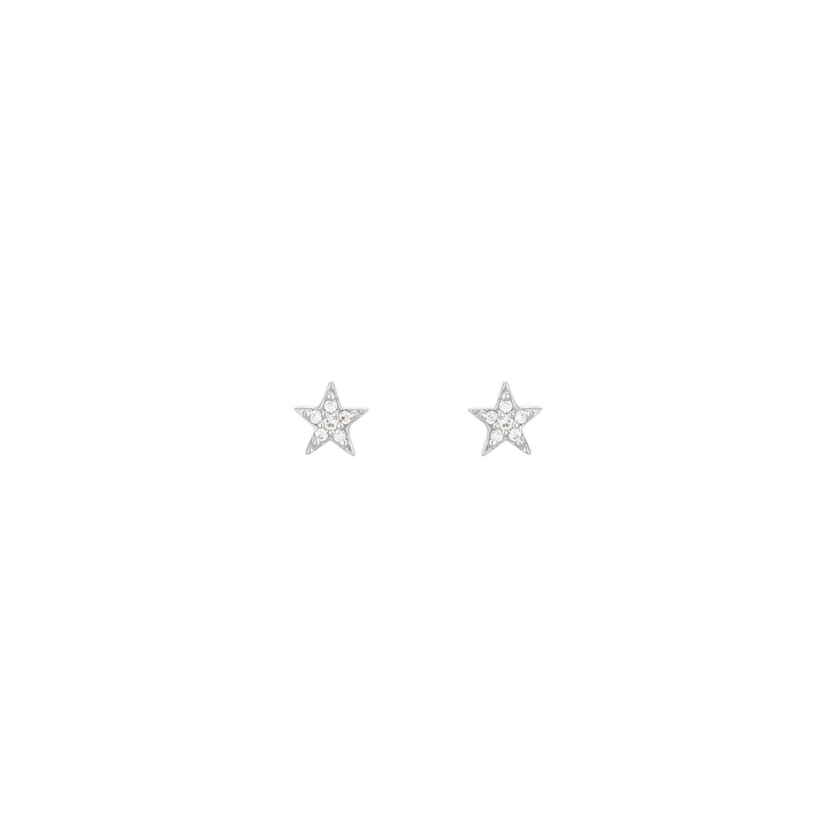 Star 18K White Gold Stud w. Diamonds