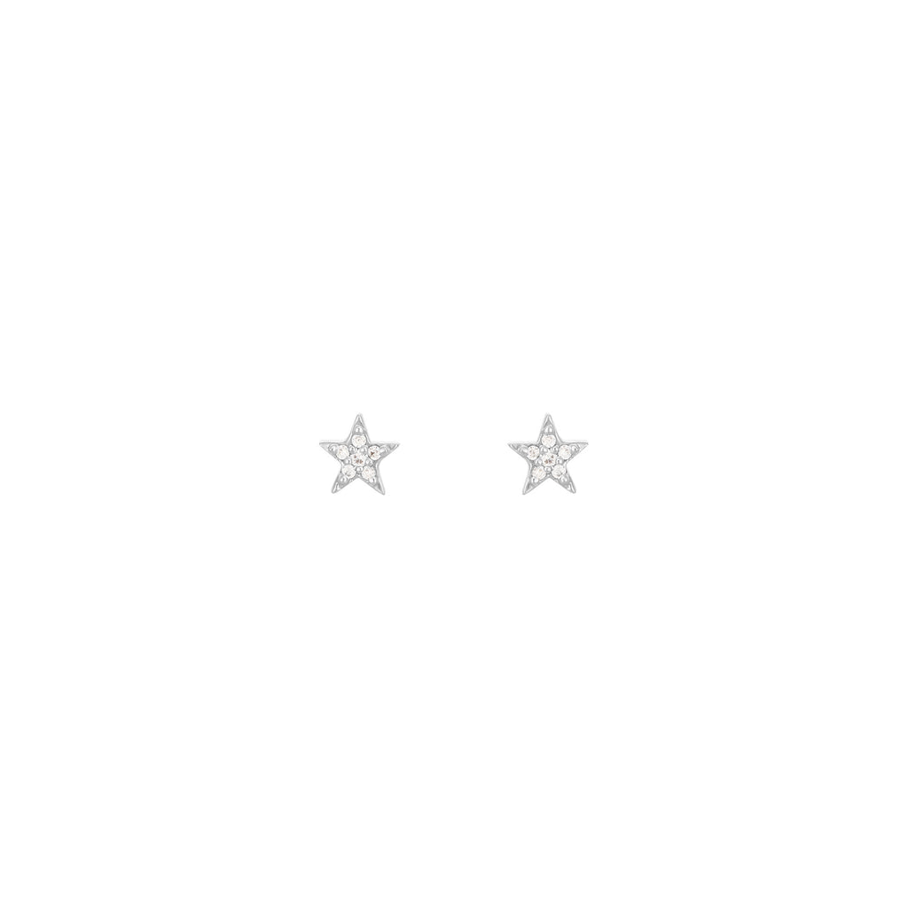 Star 18K White Gold Stud w. Diamonds
