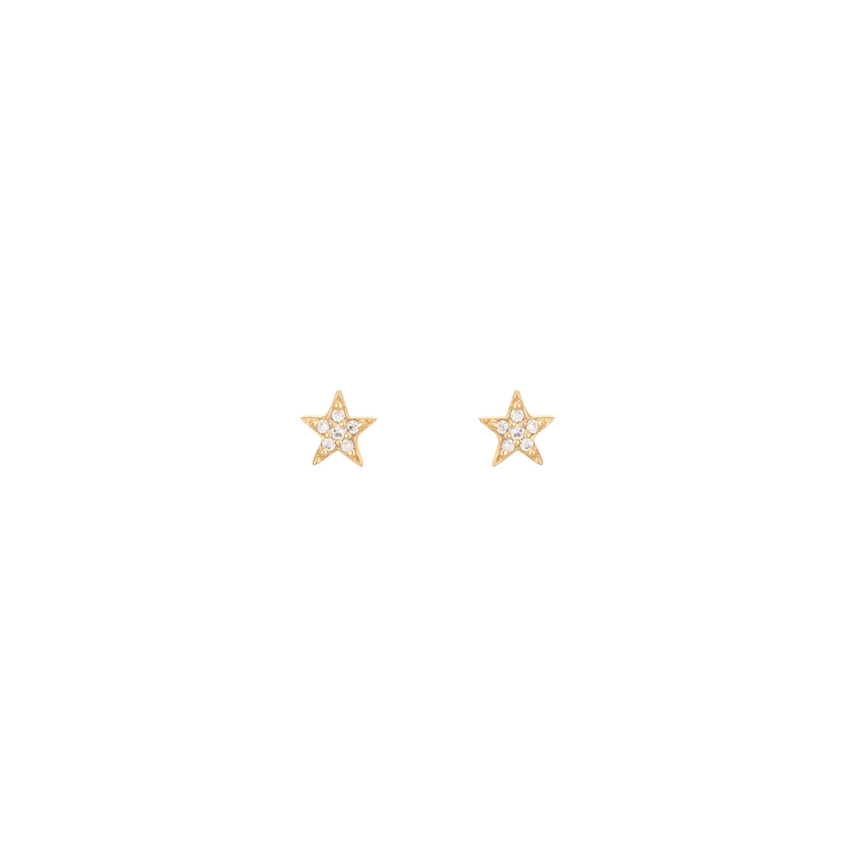 Star 18K Gold Stud w. Diamonds