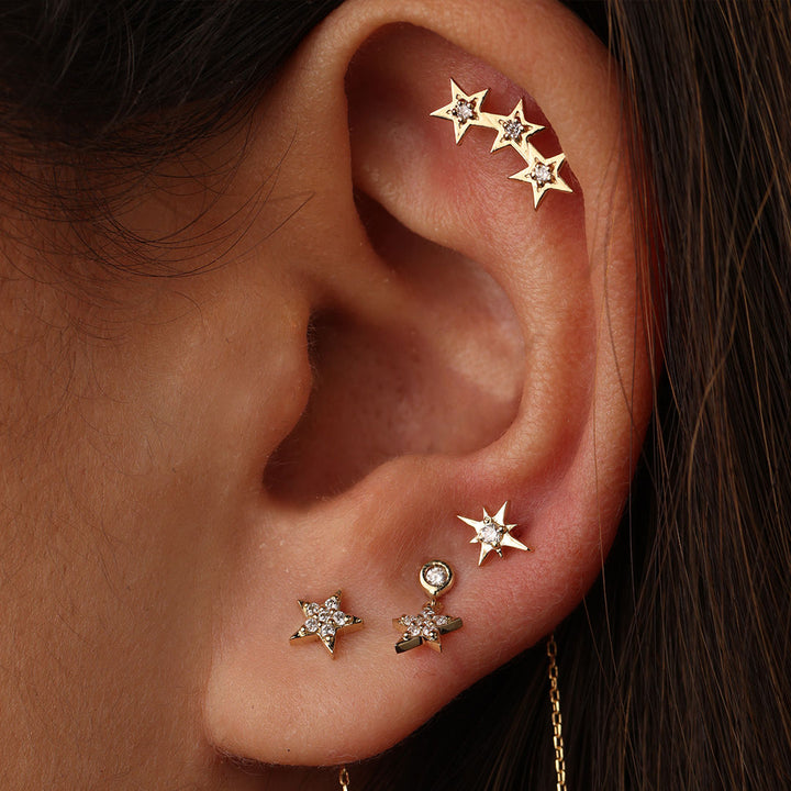 Starry Night 18k Rose Guld Ørestik m. Diamant
