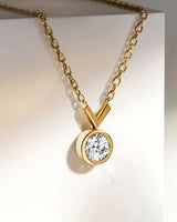 Arrow 14K Gold Necklace w. Round Cut Lab-Grown Diamond