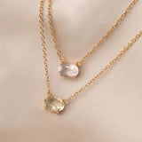 Chain 18K Gold Plated Necklace w. Quartz