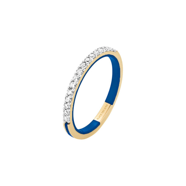Sunset Boulevard Blue 14K Gold Ring w. Lab-Grown Diamonds