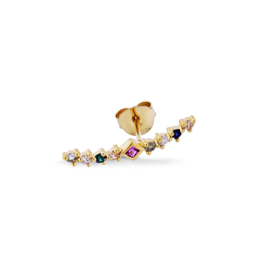 Super Nova Rainbow 14K Gold Plated Stud w. Zirkonien
