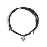 Supernova Black Ribbon Silver Necklace w. Zirconia