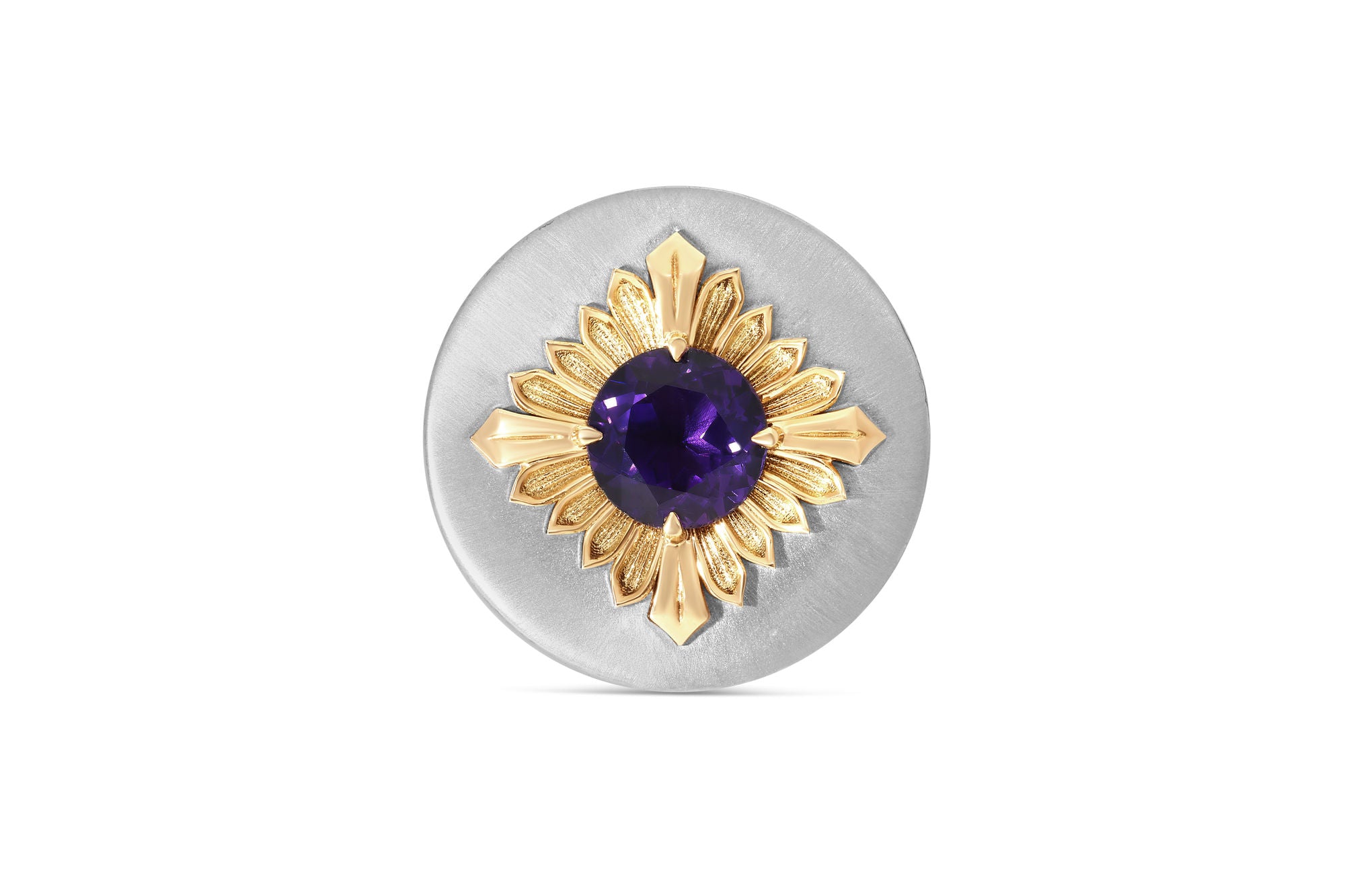 Tag Amethyst 18K Silver & Gold Ring w. Amethyst