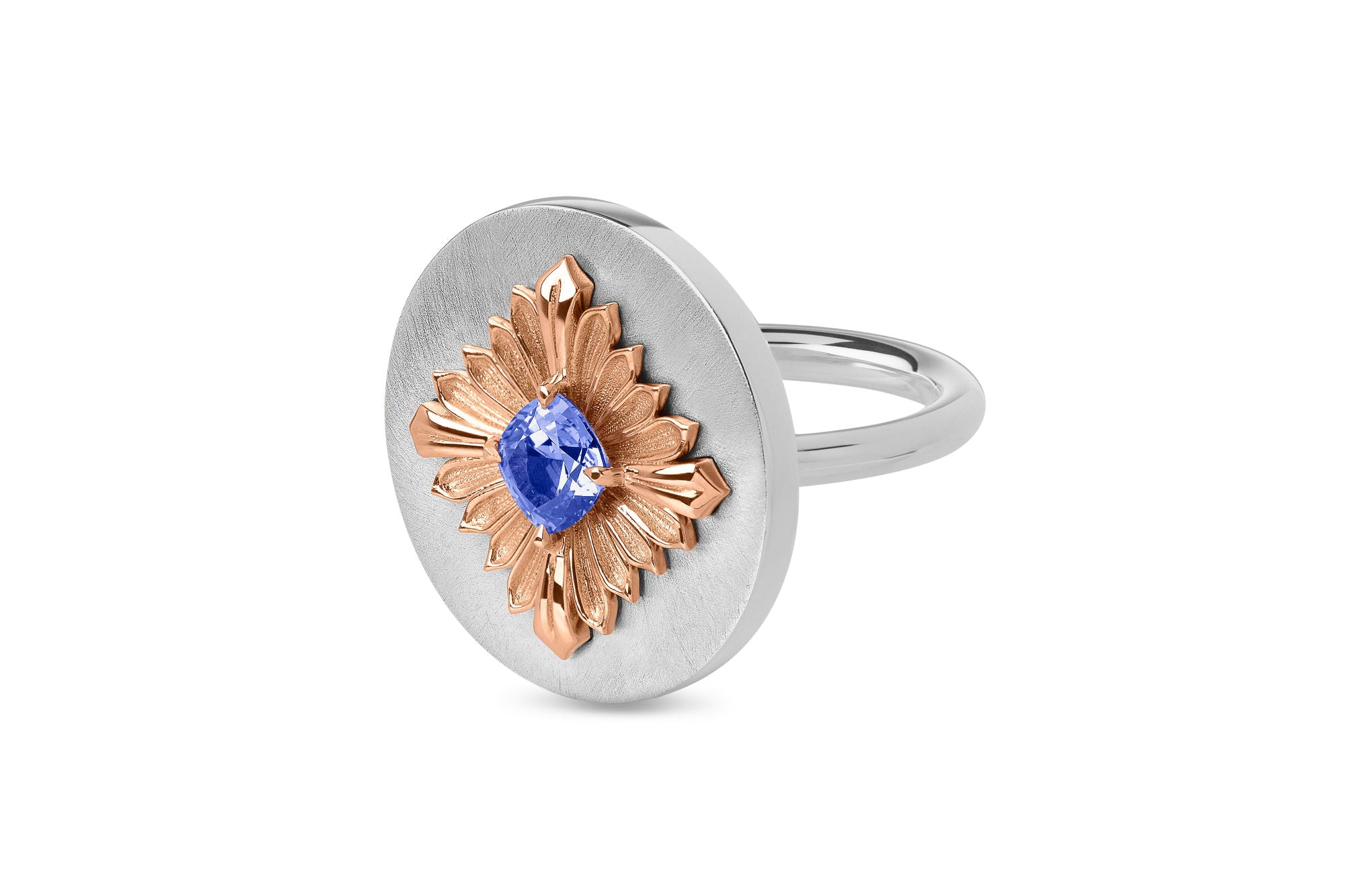Tag Tanzanite 18K Silver & Rose Gold Ring w. Tanzanite