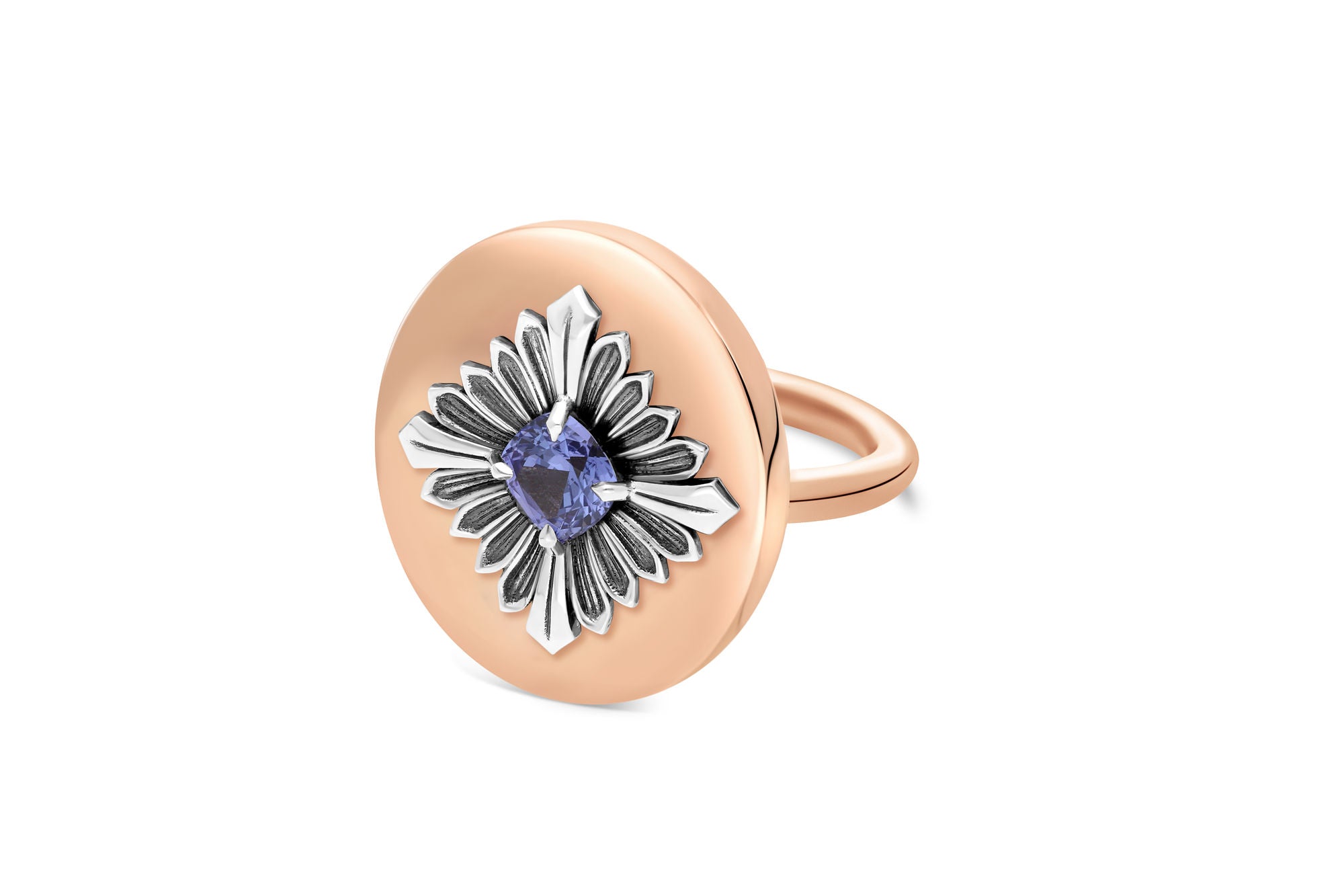 Tag Tanzanite 18K Rose Gold & Silver Ring w. Tanzanite