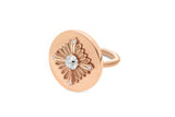 Tag Diamond 18K Rose Gold Ring w. Diamonds