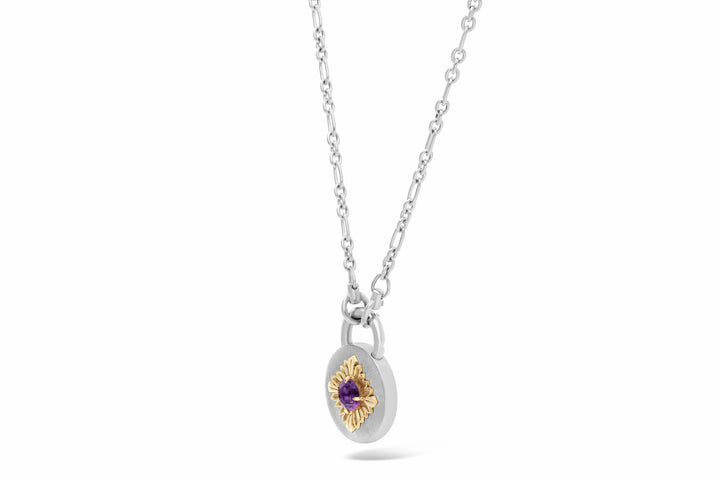 Tag Amethyst 18K Silver & Gold Necklace w. Amethyst