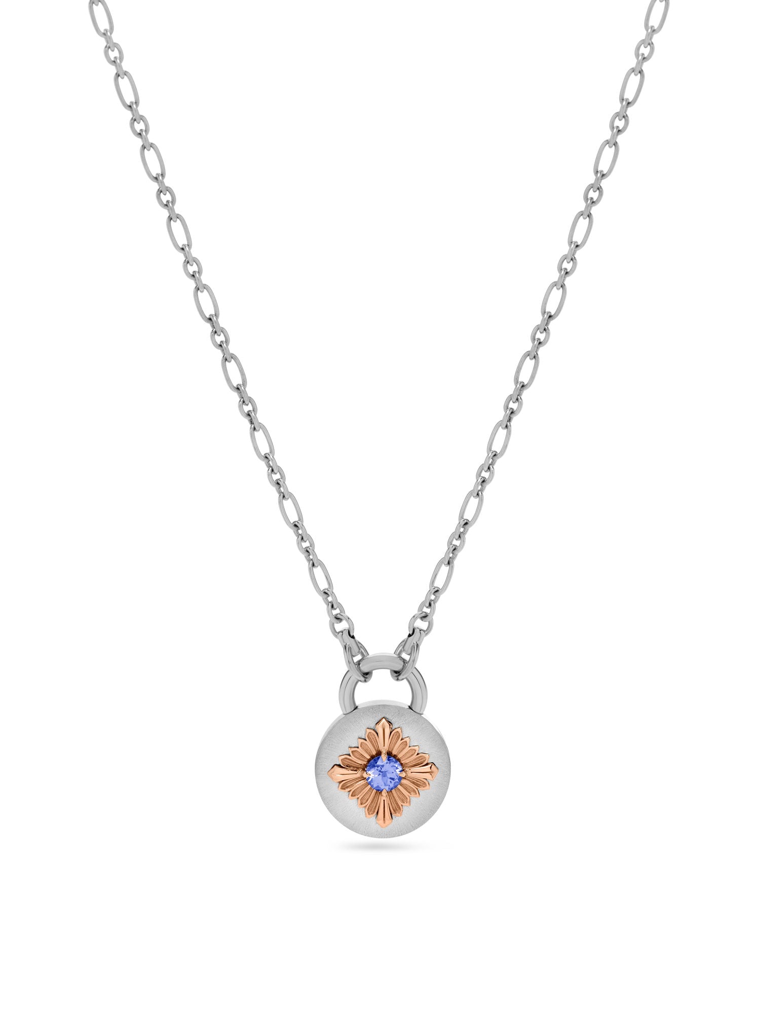 Tag Tanzanite 18K Silver & Gold Necklace w. Tanzanite