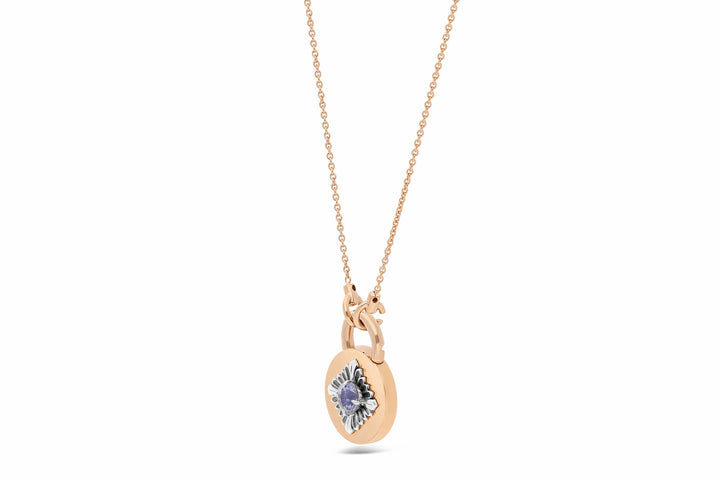 Tag Tanzanite 18K Rose Gold & Silver Necklace w. Tanzanite