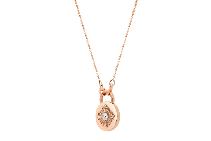 Tag Diamond 18K Rose Gold Necklace w. Diamonds