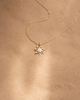 Sun Large 18K Gold Pendant w. 0.011ct Diamond