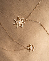 Sun Small 18K Gold Pendant w. 0.019ct Diamond