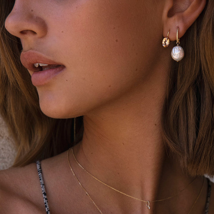 Stella 10K Gold Earrings w. Champagne Quartz