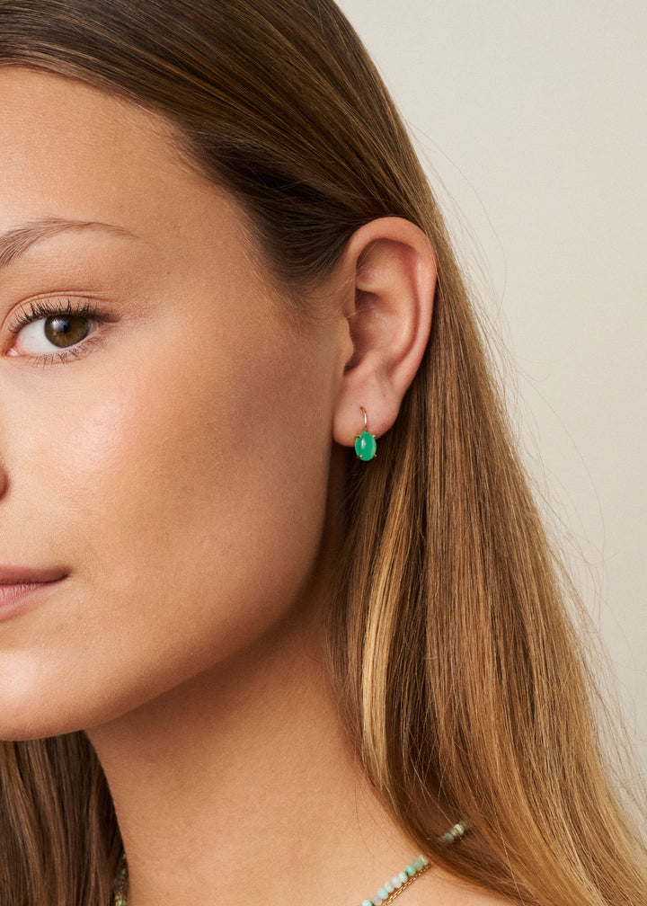 Tournure 10K Gold Earrings w. Chrysoprase