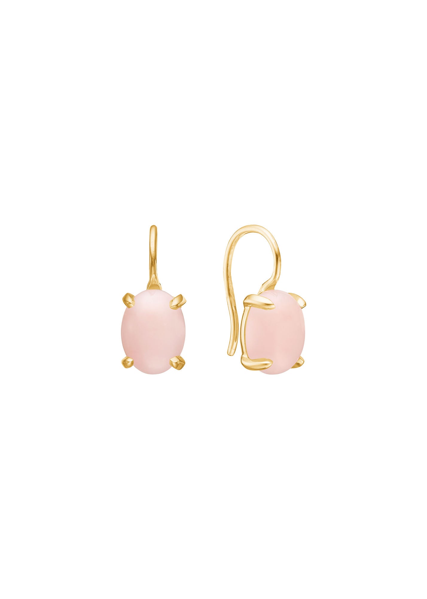 Tournure 10K Gold Earrings w. Pink Opal