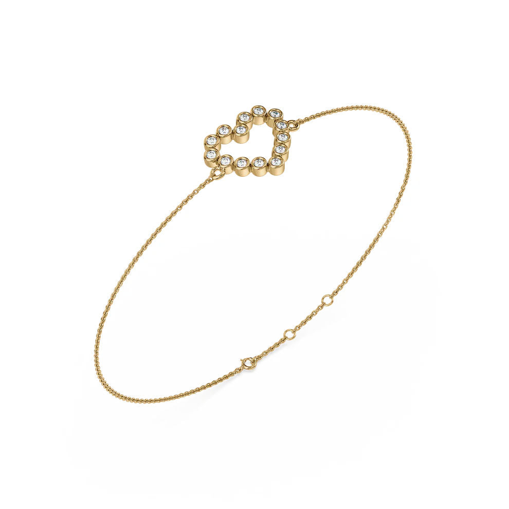 Heart 14K Gold Bracelet w. Diamonds