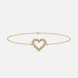 Heart 14K Gold Bracelet w. Diamonds