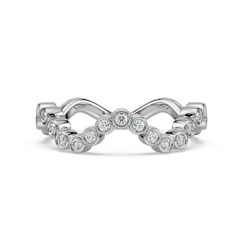 14K Whitegold Tiara Ring w. Diamanten