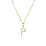 Letter P 10K Gold Pendant w. Diamonds
