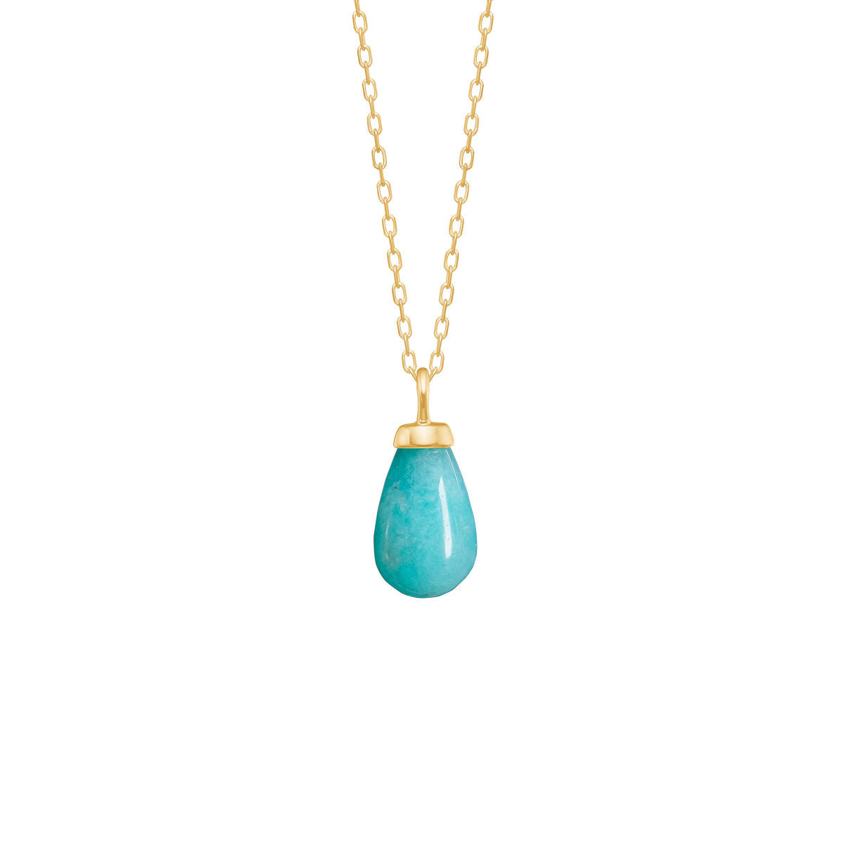 Drop 10K Gold Pendant w. Amazonite