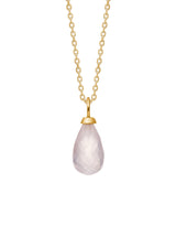 Facet Drop 10K Gold Pendant w. Rose Quartz